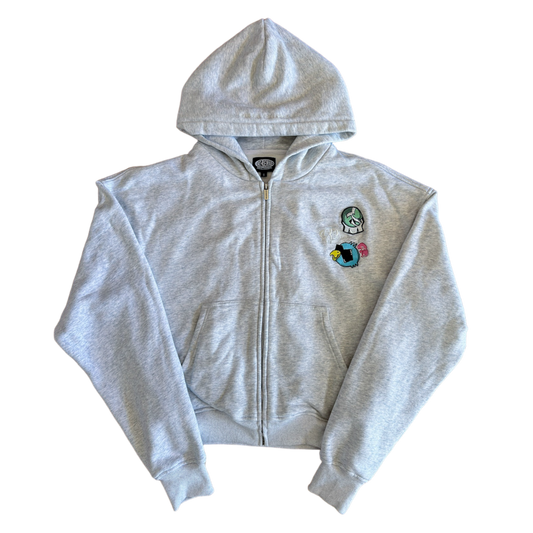 Patched Zip Hoodie